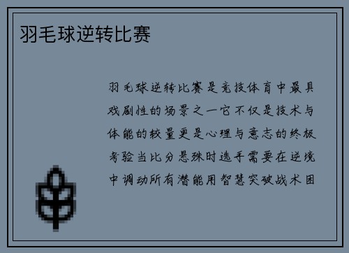 羽毛球逆转比赛